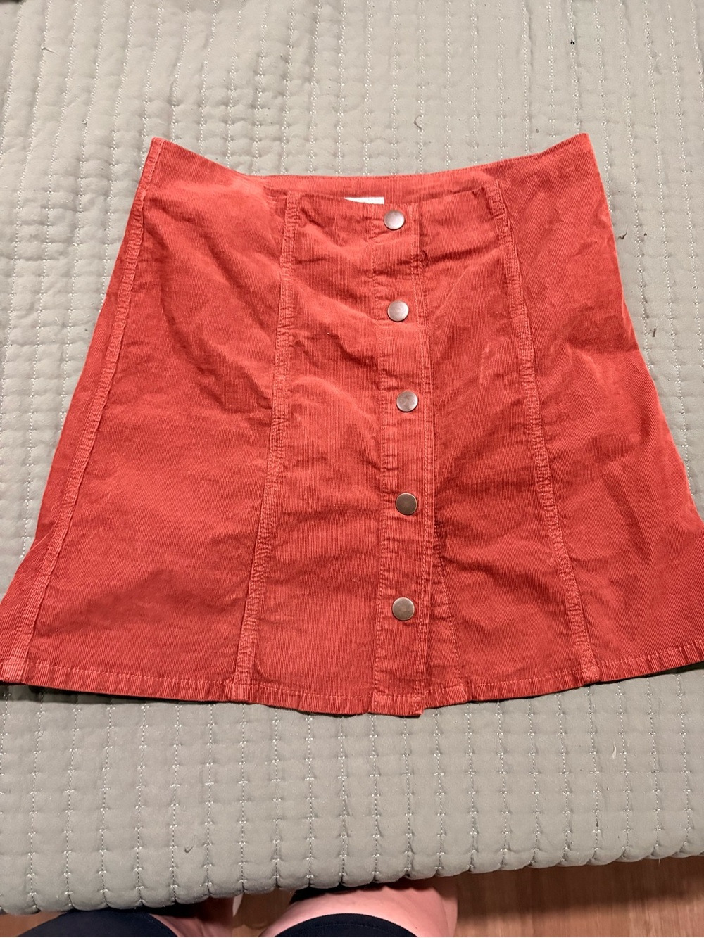 Joie Coral Button-Front Corduroy Mini Skirt